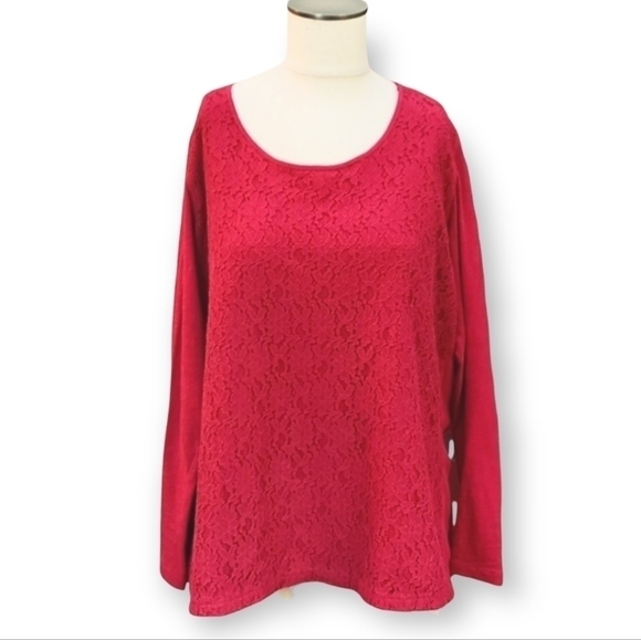 Eddie Bauer fuschia lace front long sleeve Size XXL - Picture 11 of 11